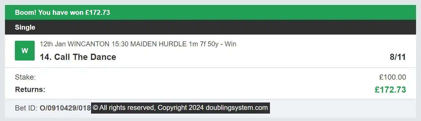 Doubling System - Winner - 2024-01-12