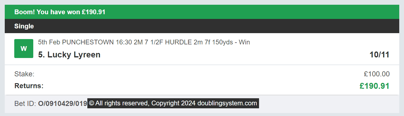 Doubling System - Winner - 2024-02-05