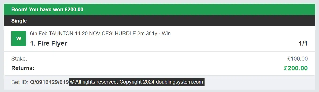 Doubling System - Winner - 2024-02-06