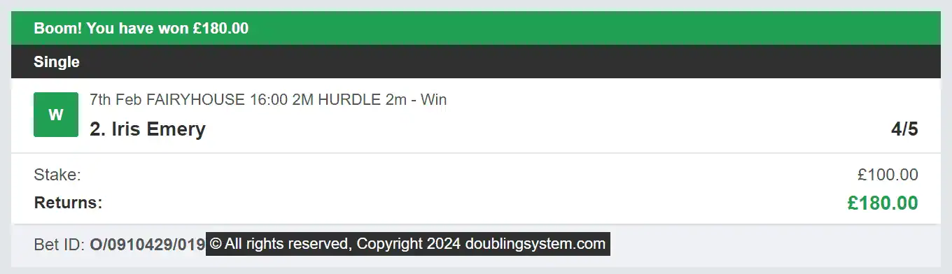 Doubling System - Winner - 2024-02-07
