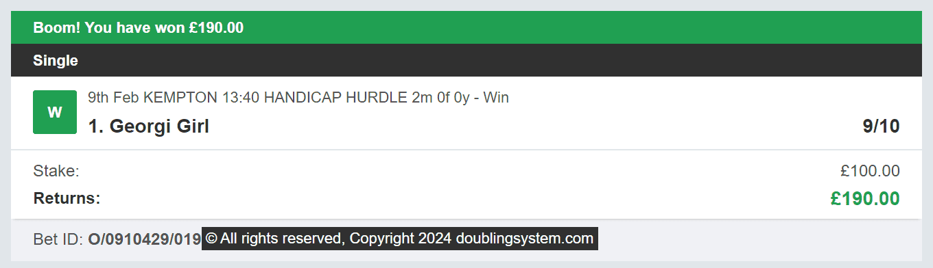 Doubling System - Winner - 2024-02-09