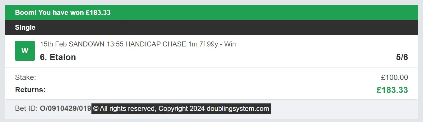 Doubling System - Winner - 2024-02-15