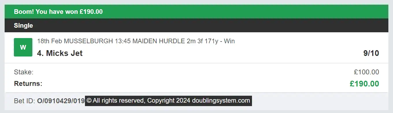 Doubling System - Winner - 2024-02-18