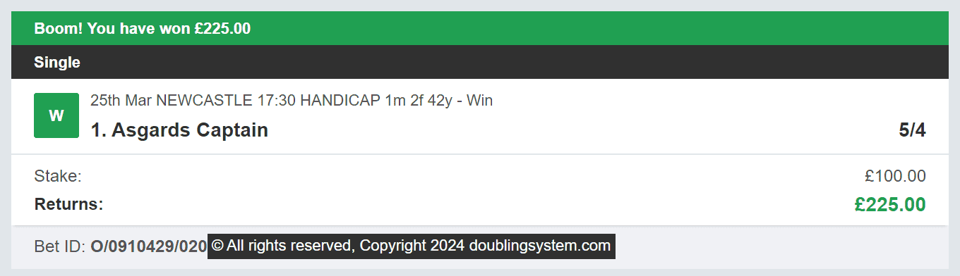 Doubling System - Winner - 2024-03-25