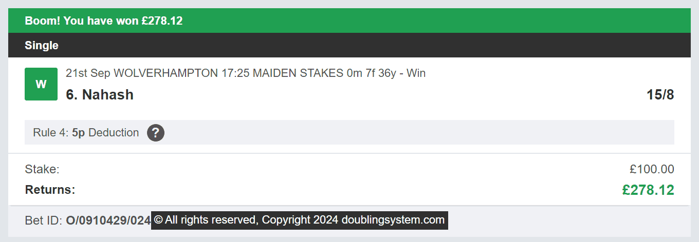 Doubling System - Winner - 2024-12-06