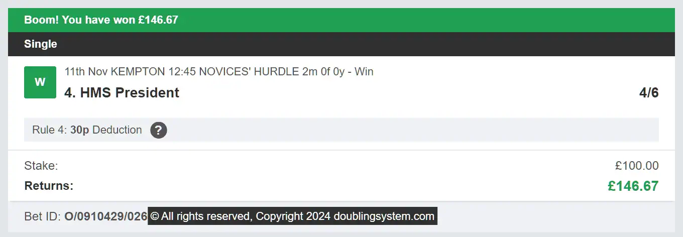 Doubling System - Winner - 2024-12-06
