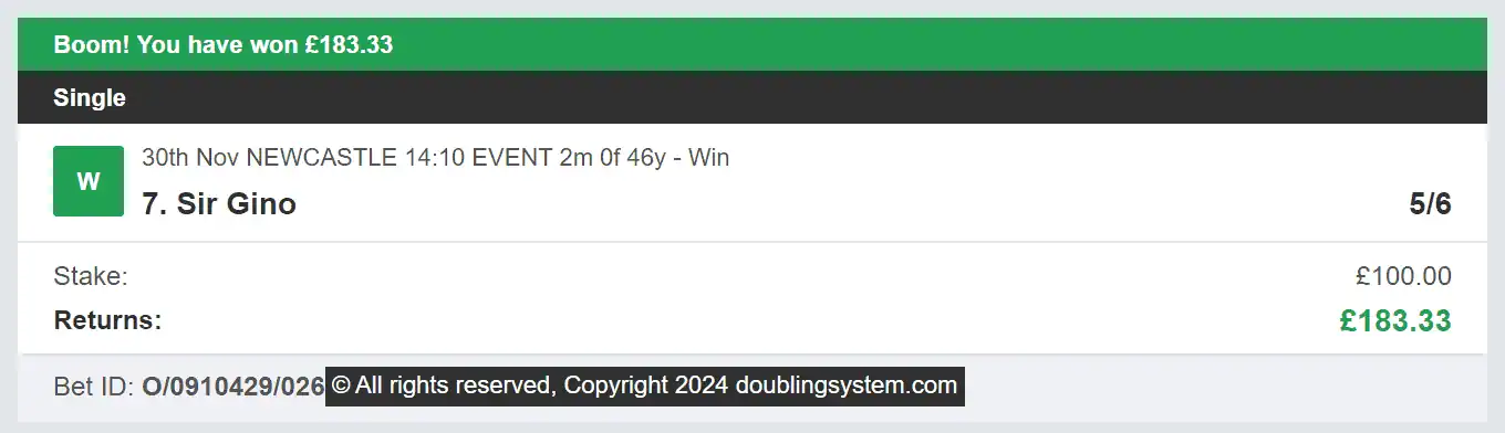 Doubling System - Winner - 2024-12-06